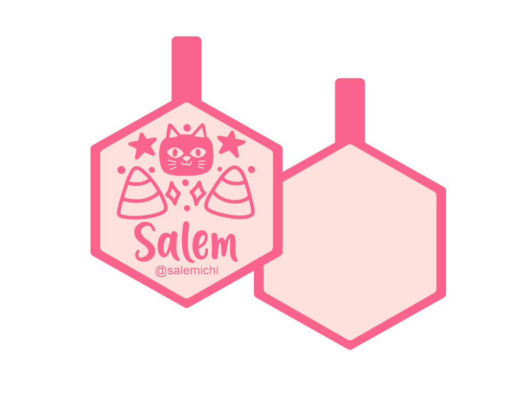 PLACA DE IDENTIFICACIÓN HALLOWEEN HEXÁGONO - GATO NEGRO14