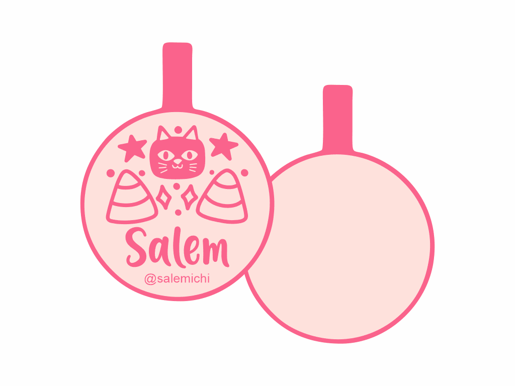 PLACA DE IDENTIFICACIÓN HALLOWEEN CÍRCULO - GATO NEGRO14