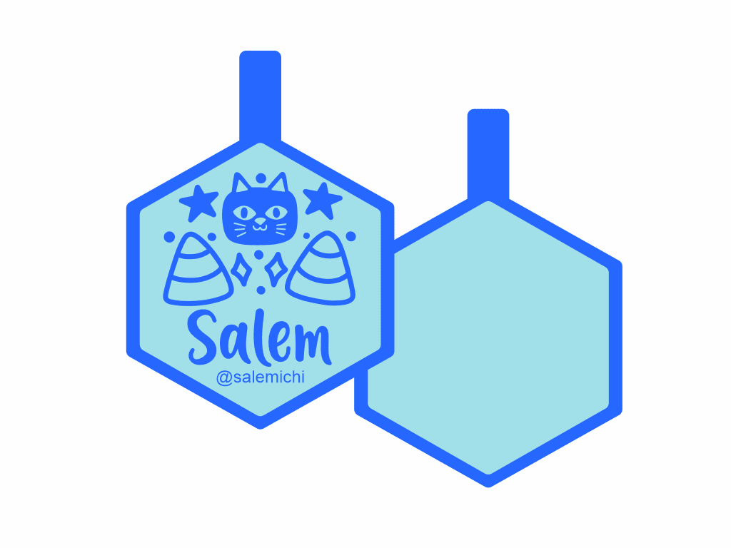 PLACA DE IDENTIFICACIÓN HALLOWEEN HEXÁGONO - GATO NEGRO13