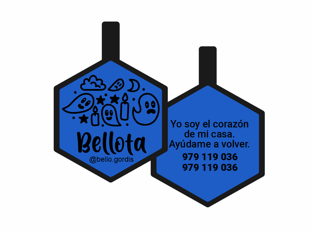 PLACA DE IDENTIFICACIÓN HALLOWEEN HEXÁGONO - FANTASMITAS1