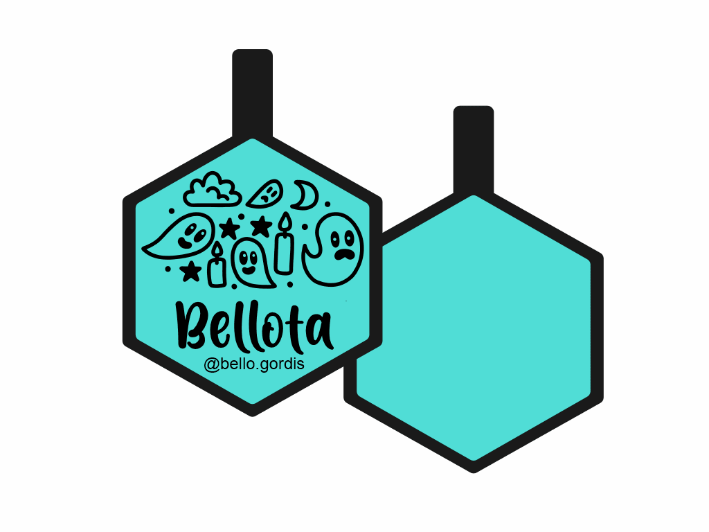 PLACA DE IDENTIFICACIÓN HALLOWEEN HEXÁGONO - FANTASMITAS4