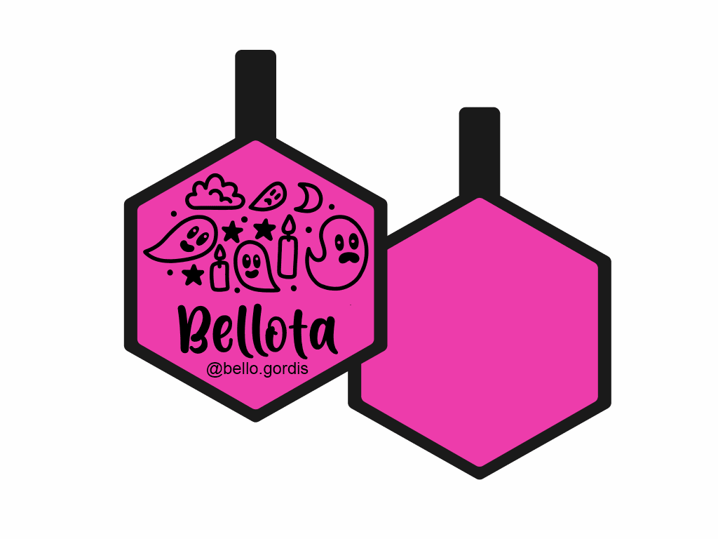 PLACA DE IDENTIFICACIÓN HALLOWEEN HEXÁGONO - FANTASMITAS5