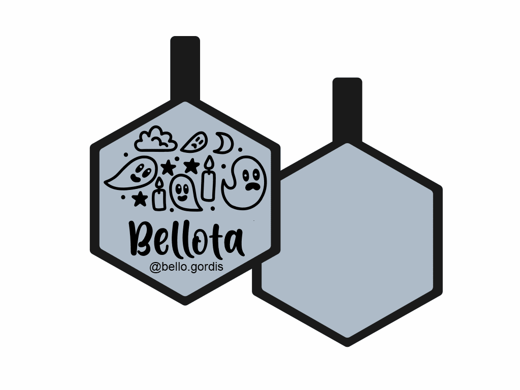 PLACA DE IDENTIFICACIÓN HALLOWEEN HEXÁGONO - FANTASMITAS6