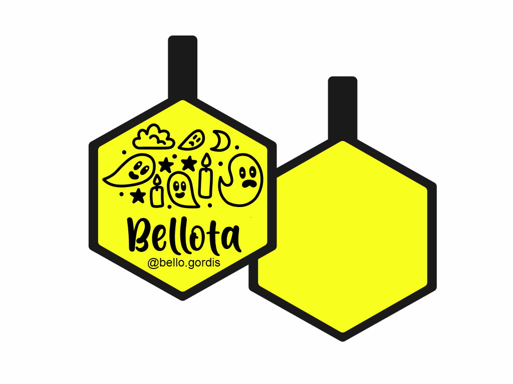 PLACA DE IDENTIFICACIÓN HALLOWEEN HEXÁGONO - FANTASMITAS7