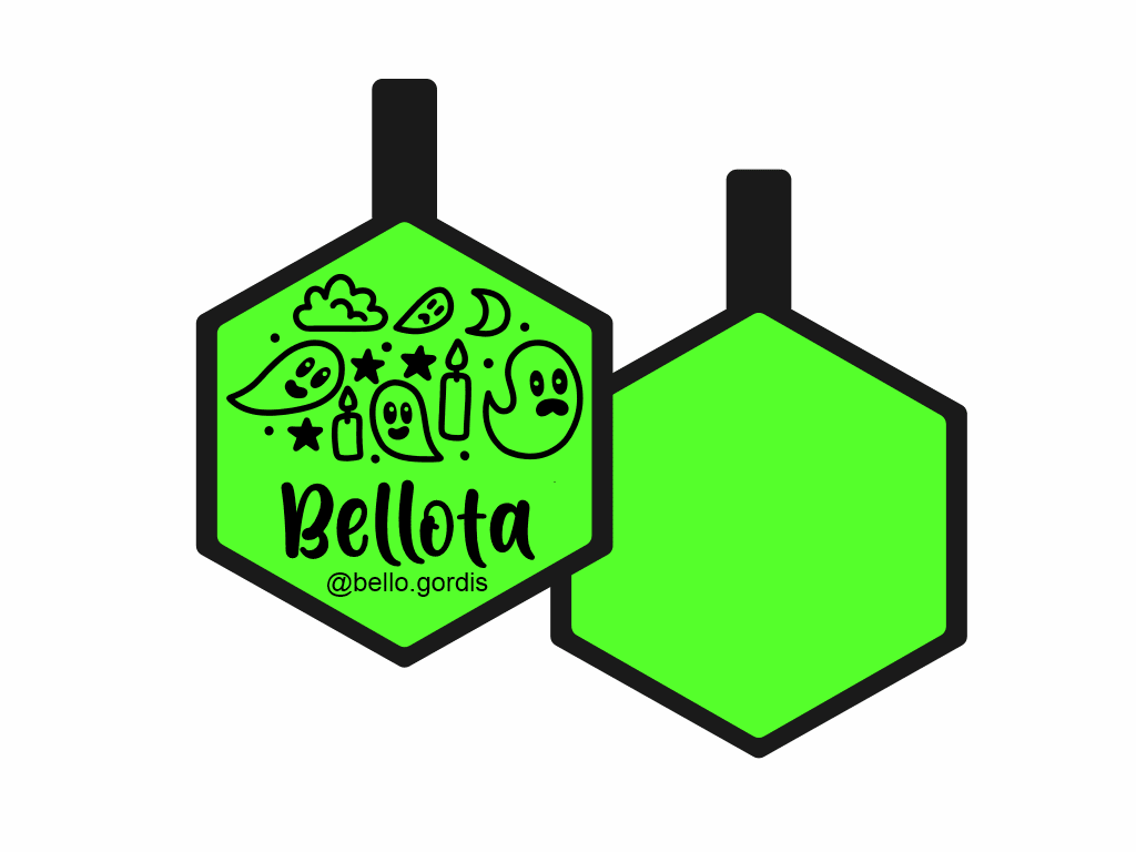 PLACA DE IDENTIFICACIÓN HALLOWEEN HEXÁGONO - FANTASMITAS8