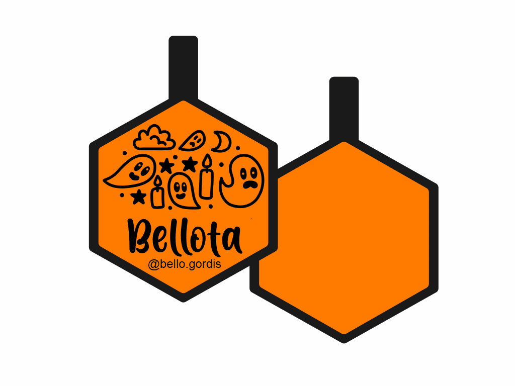 PLACA DE IDENTIFICACIÓN HALLOWEEN HEXÁGONO - FANTASMITAS10