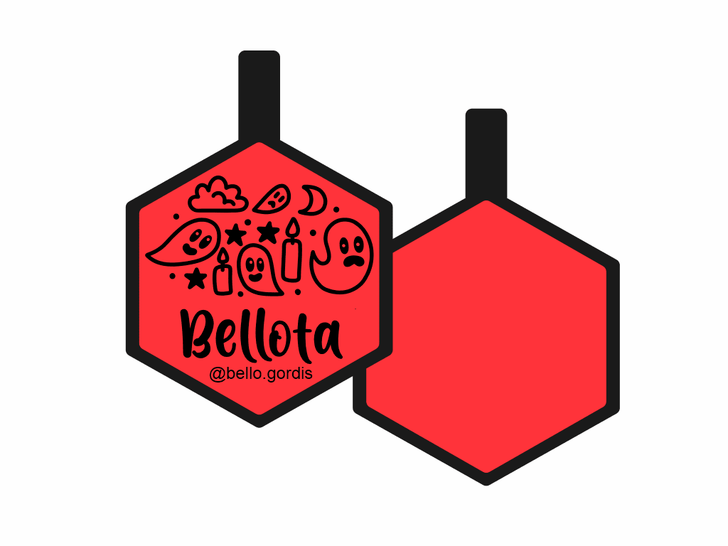 PLACA DE IDENTIFICACIÓN HALLOWEEN HEXÁGONO - FANTASMITAS11