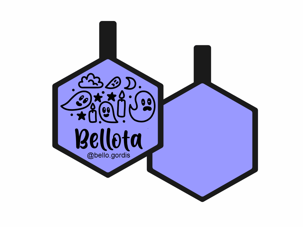 PLACA DE IDENTIFICACIÓN HALLOWEEN HEXÁGONO - FANTASMITAS12