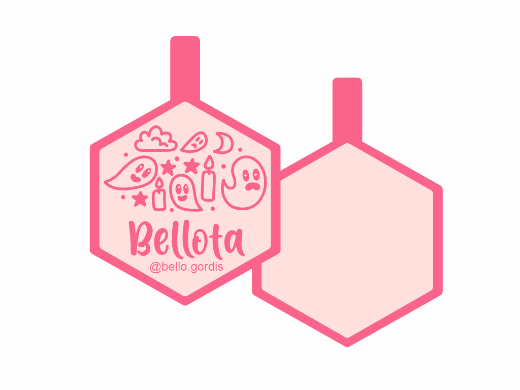 PLACA DE IDENTIFICACIÓN HALLOWEEN HEXÁGONO - FANTASMITAS14