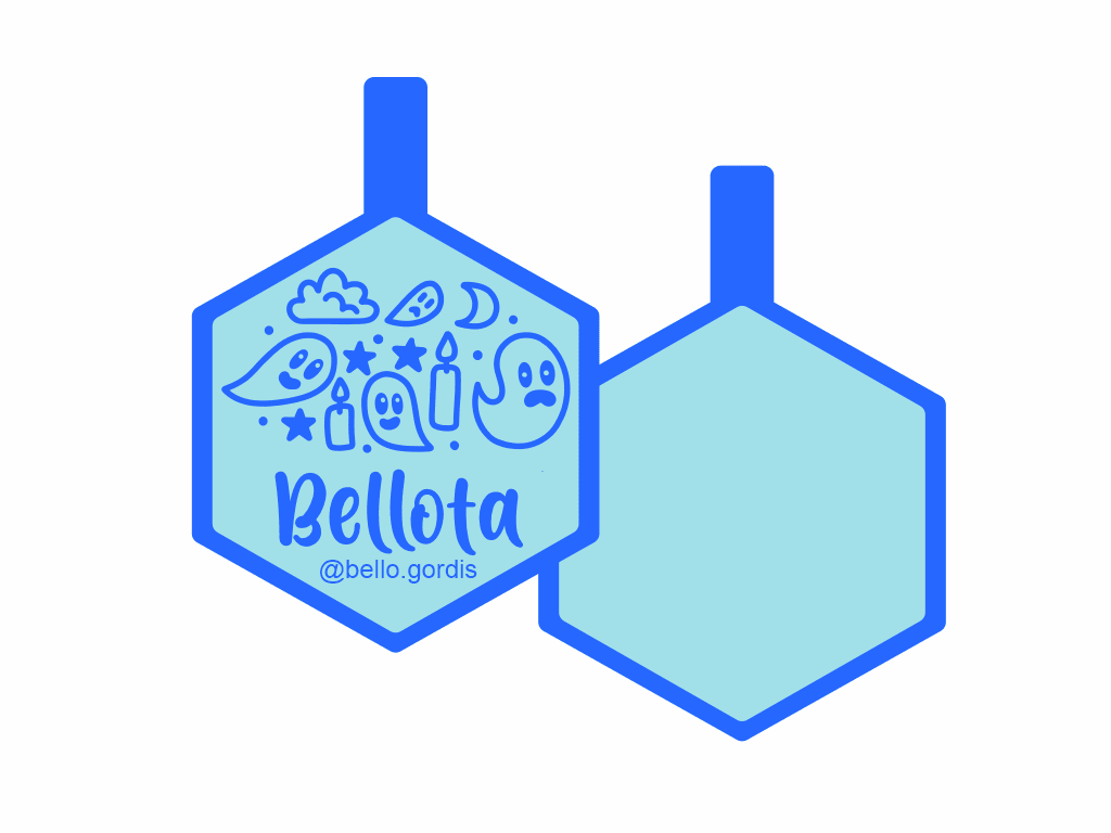 PLACA DE IDENTIFICACIÓN HALLOWEEN HEXÁGONO - FANTASMITAS13