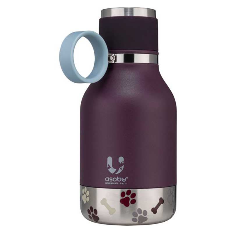 ASOBU DOG BOWL BOTTLE STAINLESS BURGUNDY2