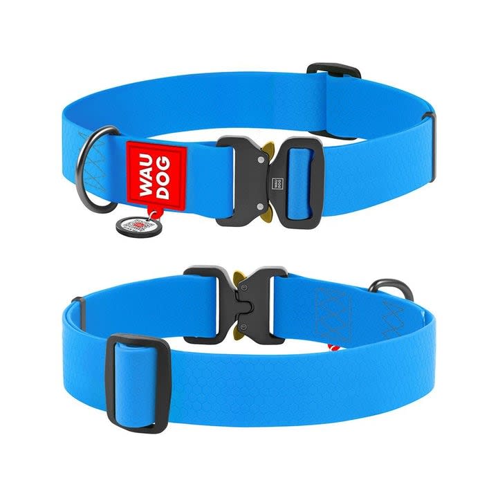WAUDOG COLLAR WATERPROOF AZUL - HEBILLA FASTEX METAL - PLACA QR1