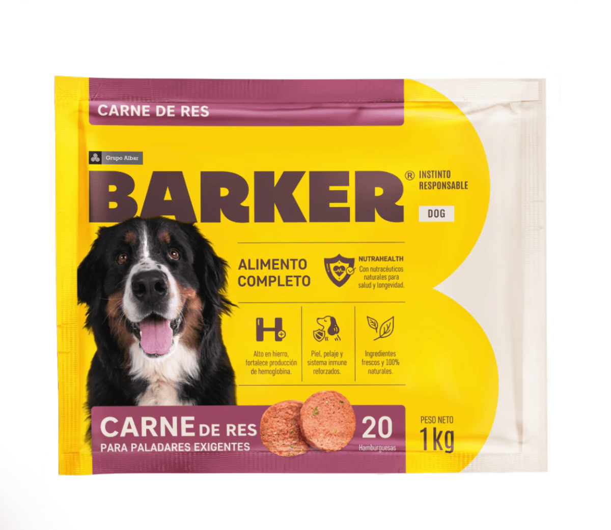 BARKER ALIMENTACION NATURAL CARNE DE RES (20 HAMBURGUESAS)1