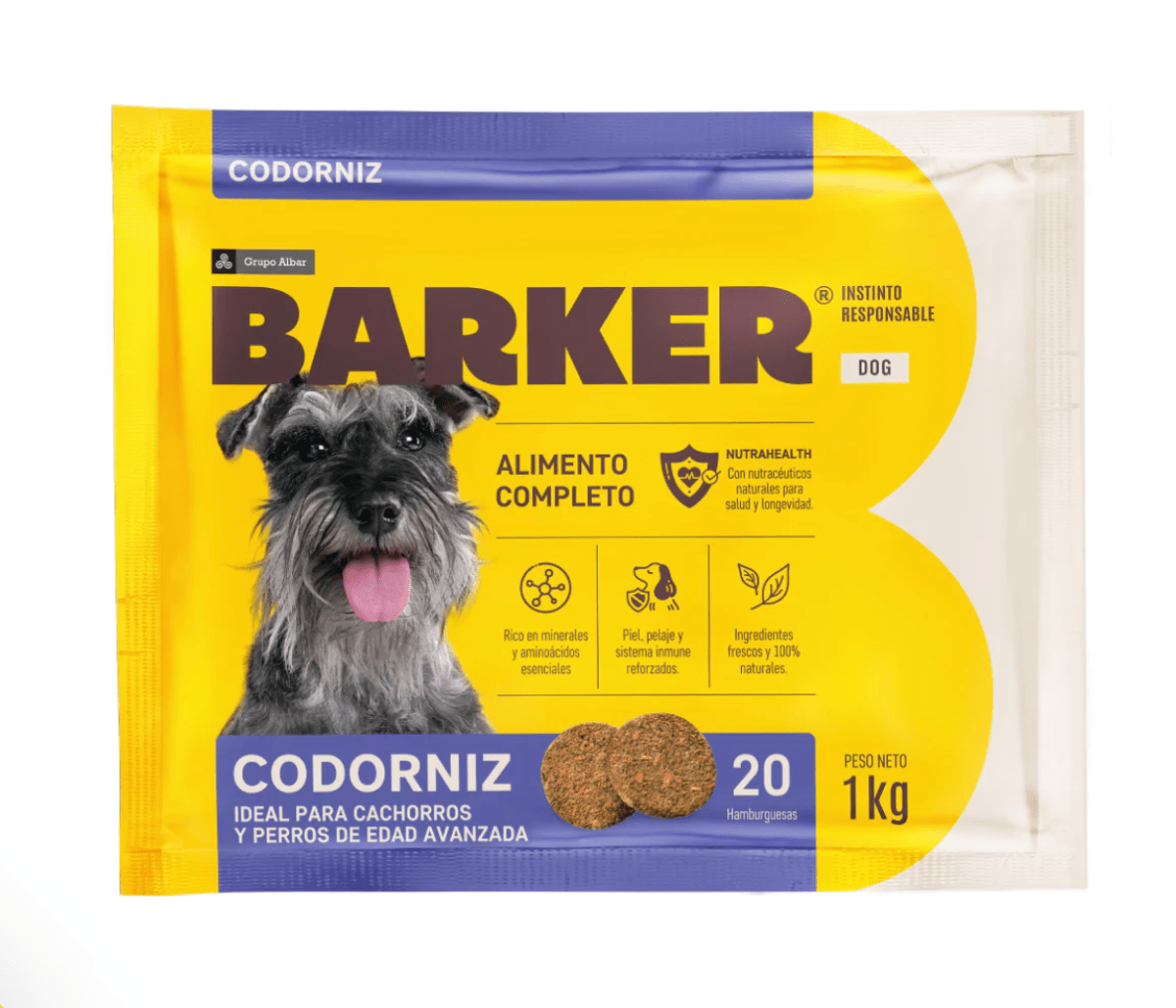 BARKER ALIMENTACION NATURAL CODORNIZ (20 HAMBURGUESAS)1