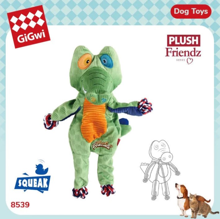 BIG PLUSH FRIENDZ COCODRILO GIGWI - Juguete jalador con soga interior + chirriador3