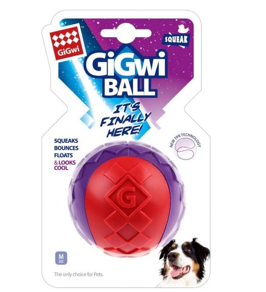 GIGWI Ball with Squeaker red/purple M1