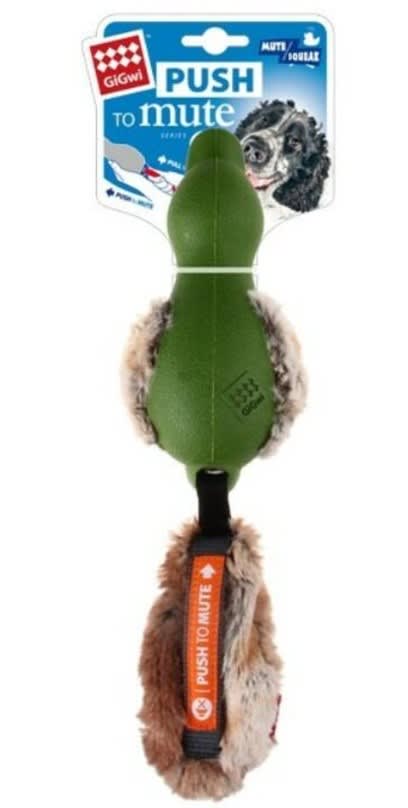 GIGWI Duck 'Push To Mute' with plush tail Green1