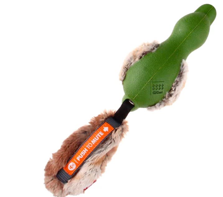 GIGWI Duck 'Push To Mute' with plush tail Green2