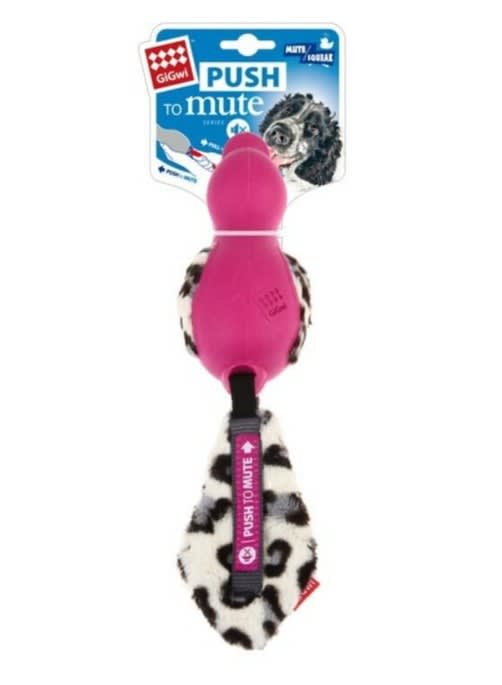 GIGWI Duck 'Push To Mute' with plush tail Pink1