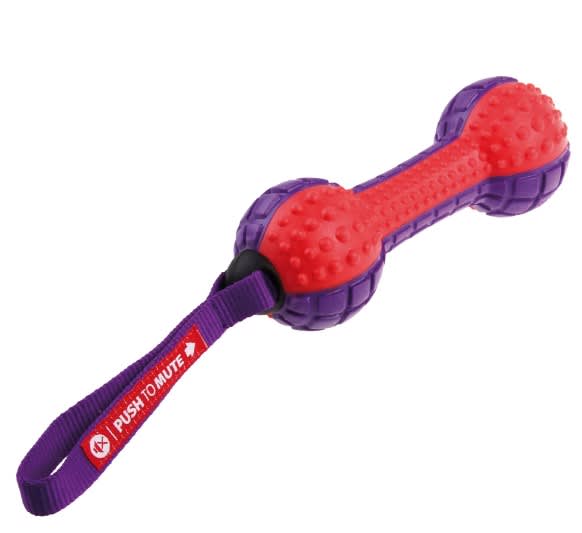 GIGWI Dumbbell 'Push To Mute' solid red/purple2