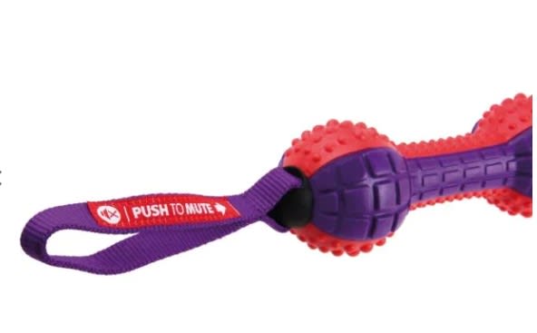 GIGWI Dumbbell 'Push To Mute' solid red/purple4