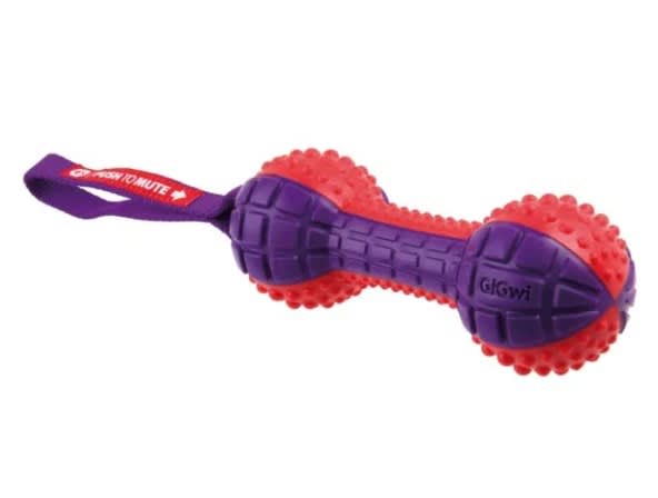GIGWI Dumbbell 'Push To Mute' solid red/purple3