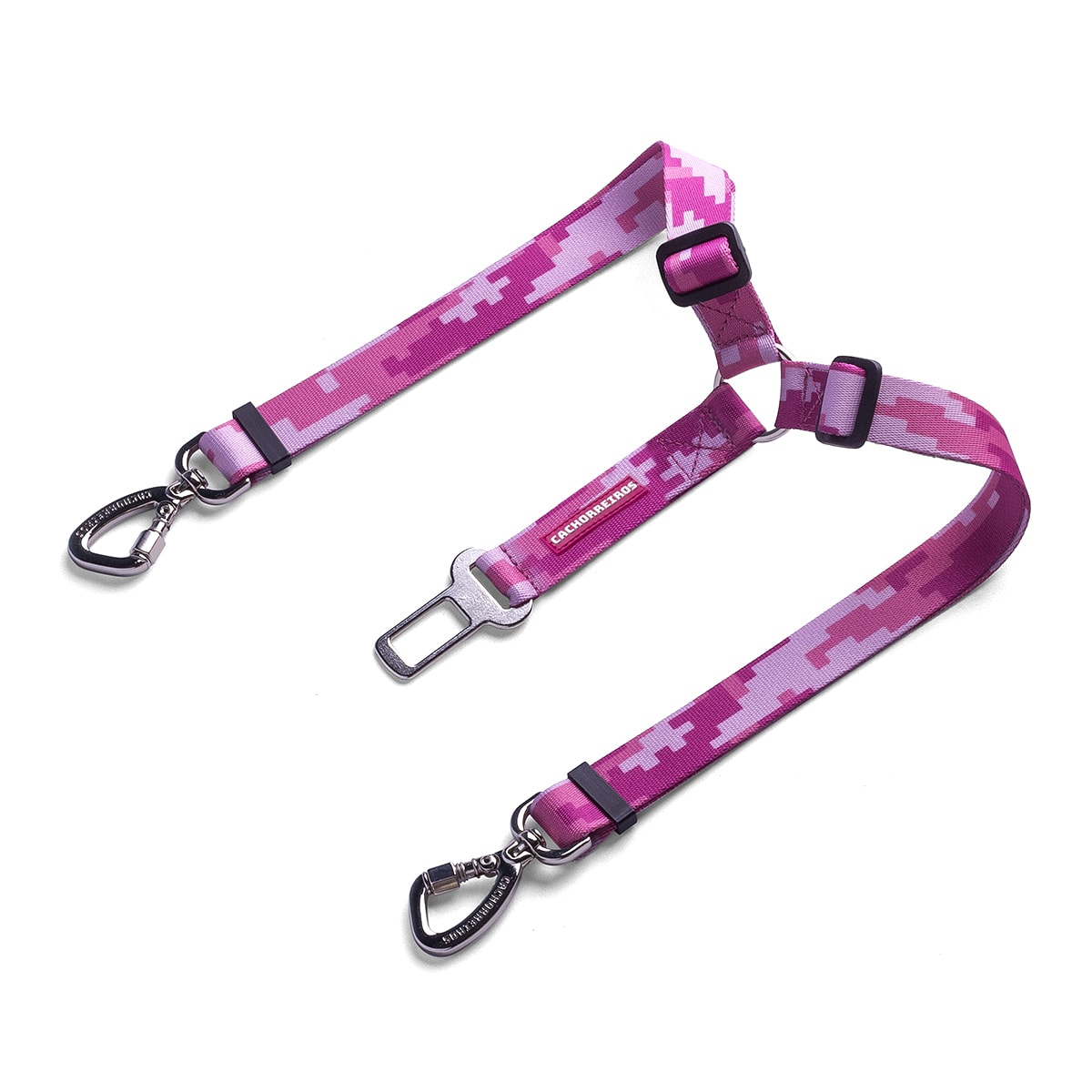 CACHORREIROS CINTURON DE SEGURIDAD DOBLE CAMUFLADO ROSADO1