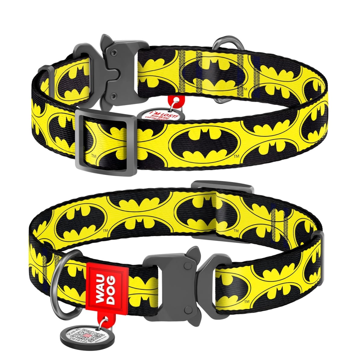WAUDOG COLLAR BATMAN LOGO - HEBILLA METAL - PLACA QR1