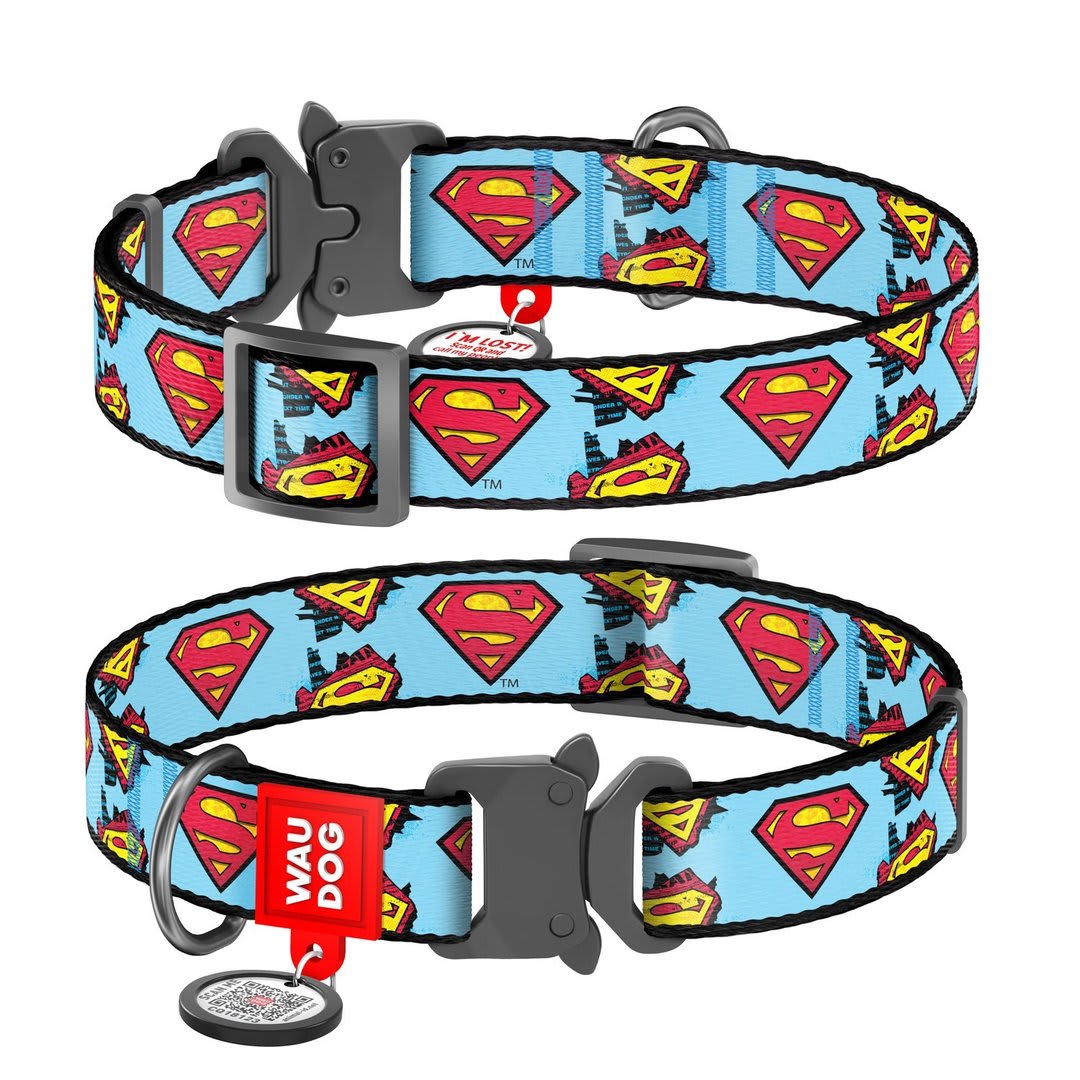 WAUDOG COLLAR SUPERMAN - HEBILLA METAL - PLACA QR1