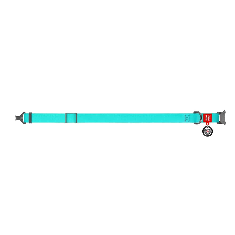 WAUDOG COLLAR WATERPROOF MENTA - BRILLA EN LA OSCURIDAD - HEBILLA FASTEX METAL - PLACA QR6