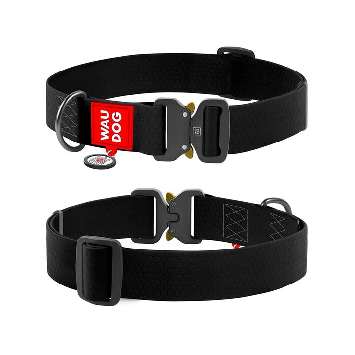 WAUDOG COLLAR WATERPROOF NEGRO - HEBILLA FASTEX METAL - PLACA QR1