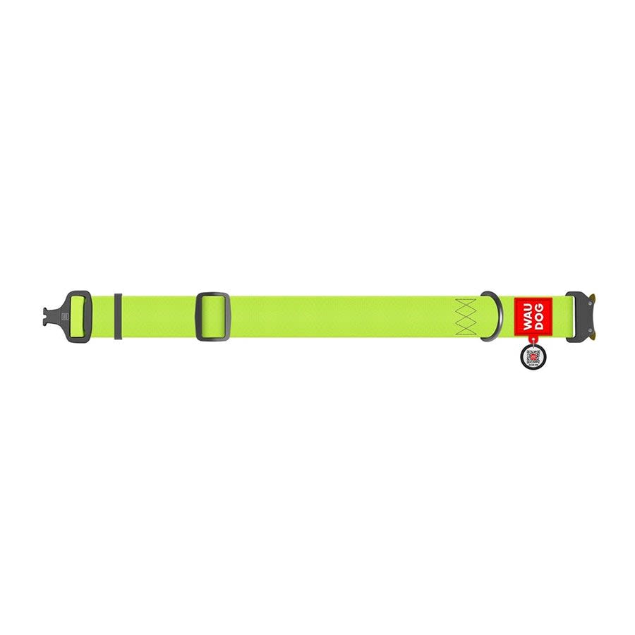 WAUDOG COLLAR WATERPROOF VERDE - HEBILLA FASTEX METAL - PLACA QR6