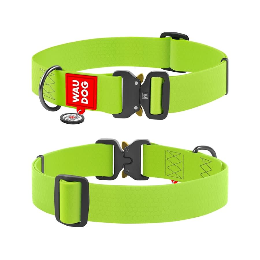 WAUDOG COLLAR WATERPROOF VERDE - HEBILLA FASTEX METAL - PLACA QR1