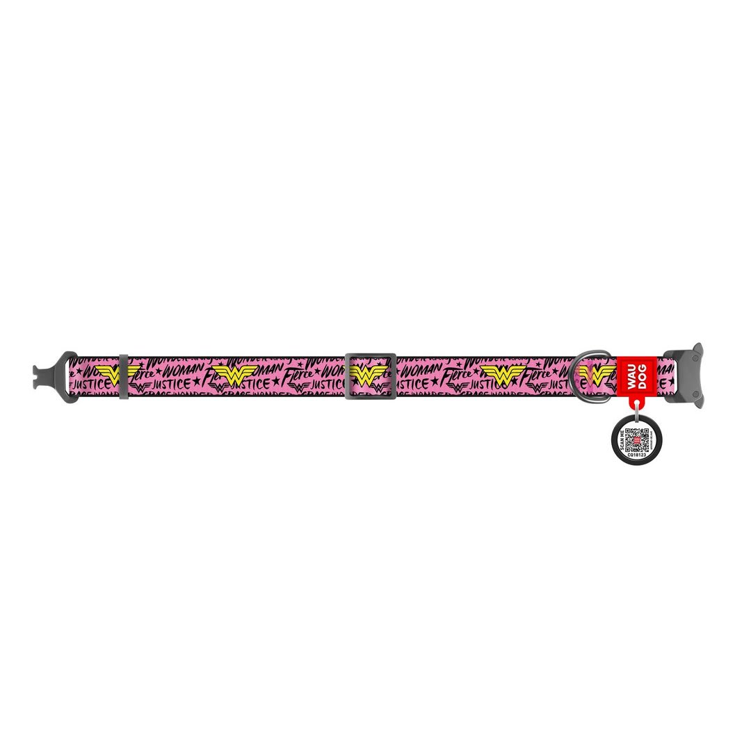 WAUDOG COLLAR WONDER WOMAN - HEBILLA METAL - PLACA QR2