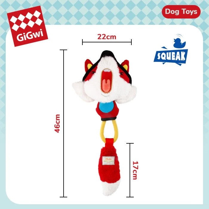 HÉRCULES ZORRO ROJO GIGWI - Juguete jalador con chirriador y sonido de papel arrugado en el interior3