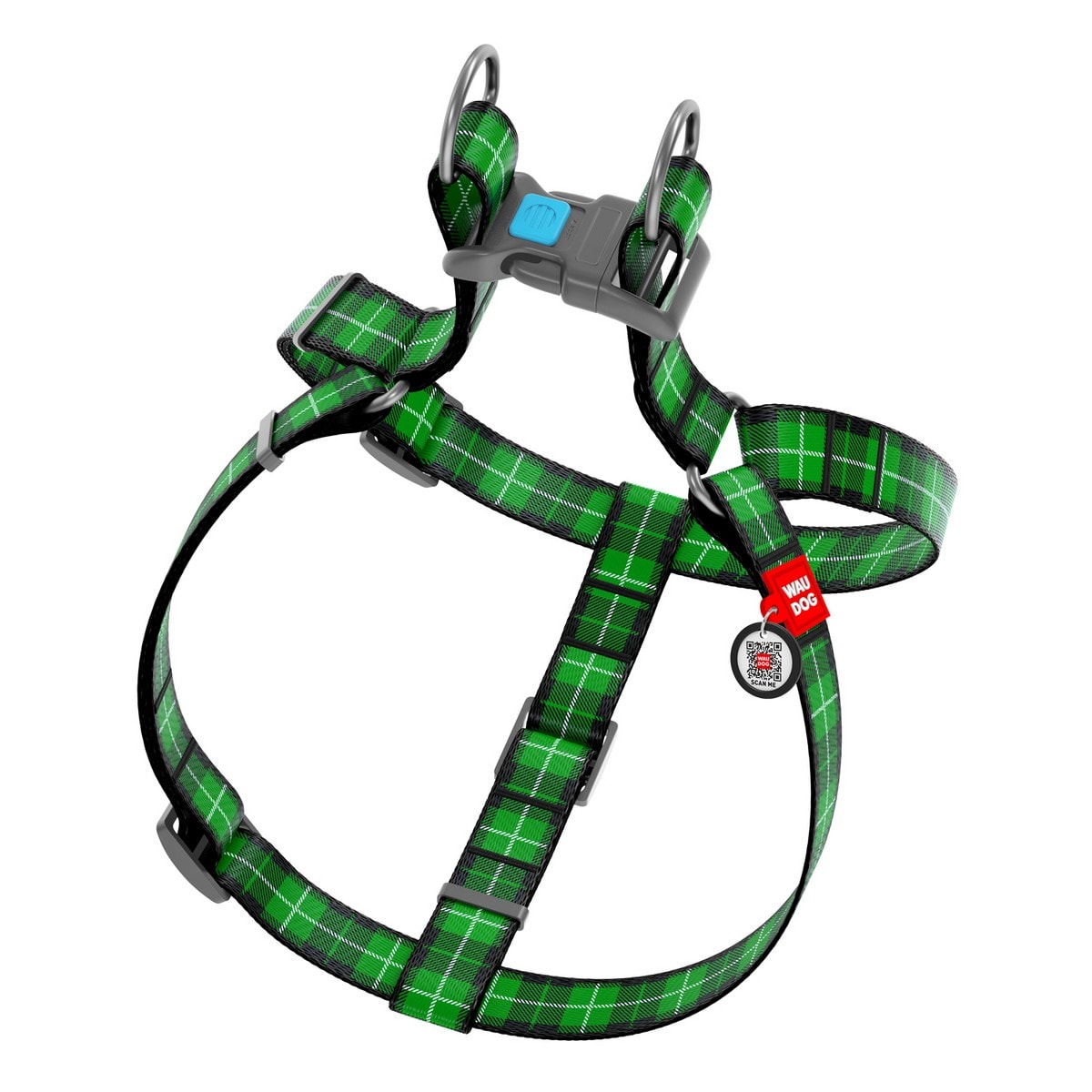WAUDOG ARNES TARTAN GREEN- HEBILLA FASTEX - PLACA QR3