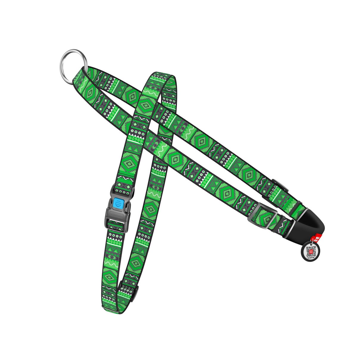 WAUDOG ARNES OVERHEAD ETHNO GREEN - HEBILLA FASTEX - PLACA QR1