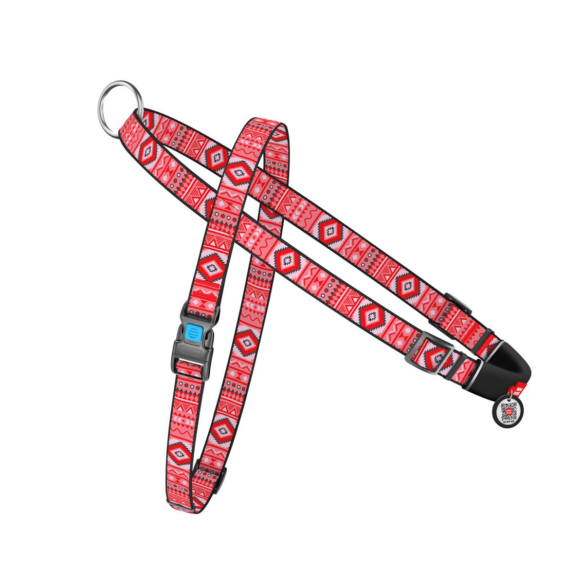 WAUDOG ARNES OVERHEAD ETHNO RED - HEBILLA FASTEX - PLACA QR1
