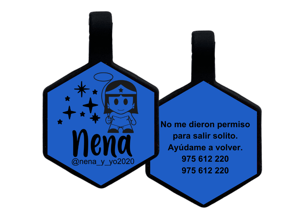 PLACA DE IDENTIFICACIÓN HEXÁGONO - WONDER WOMAN1