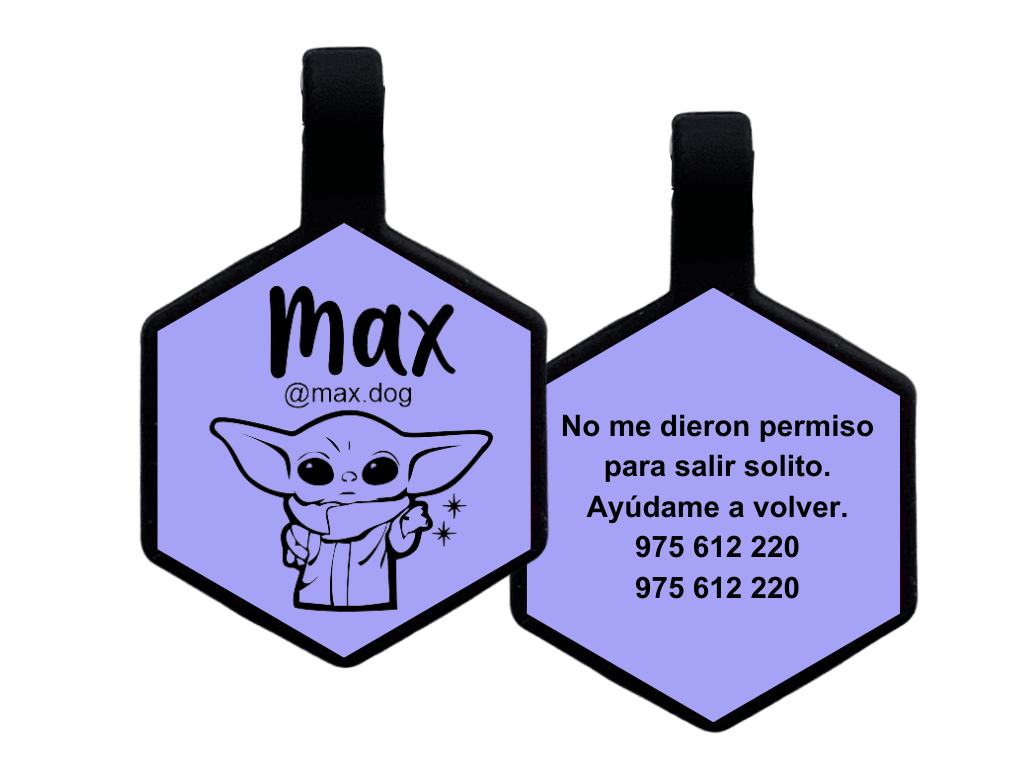 PLACA DE IDENTIFICACIÓN HEXÁGONO - BABY YODA1