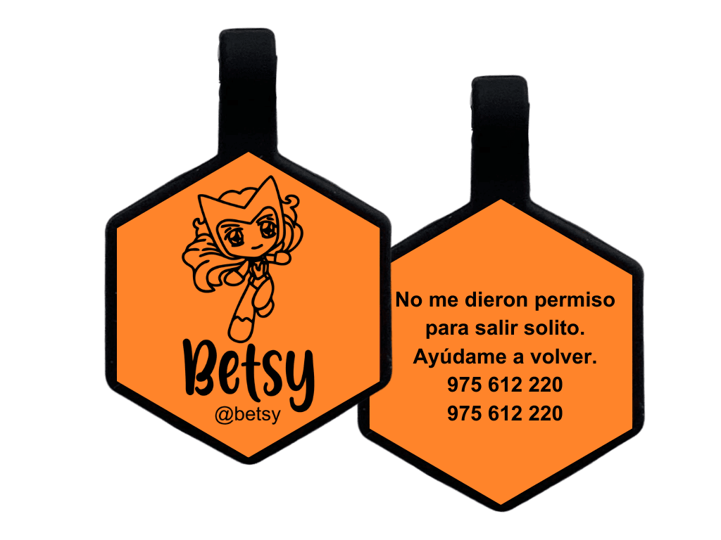 PLACA DE IDENTIFICACIÓN HEXÁGONO - BRUJA ESCARLATA1