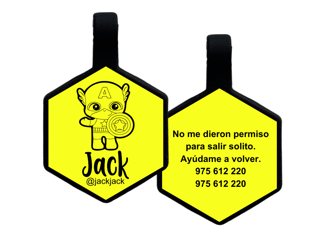 PLACA DE IDENTIFICACIÓN HEXÁGONO - CAPITAN AMERICA1