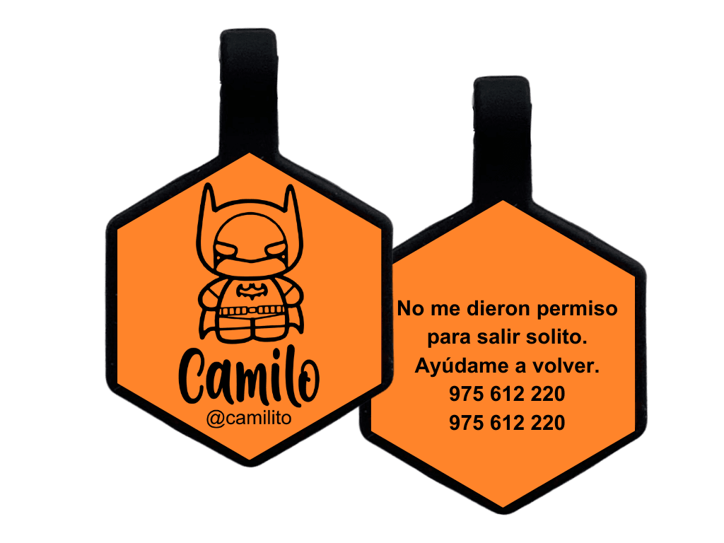 PLACA DE IDENTIFICACIÓN HEXÁGONO - BATMAN1