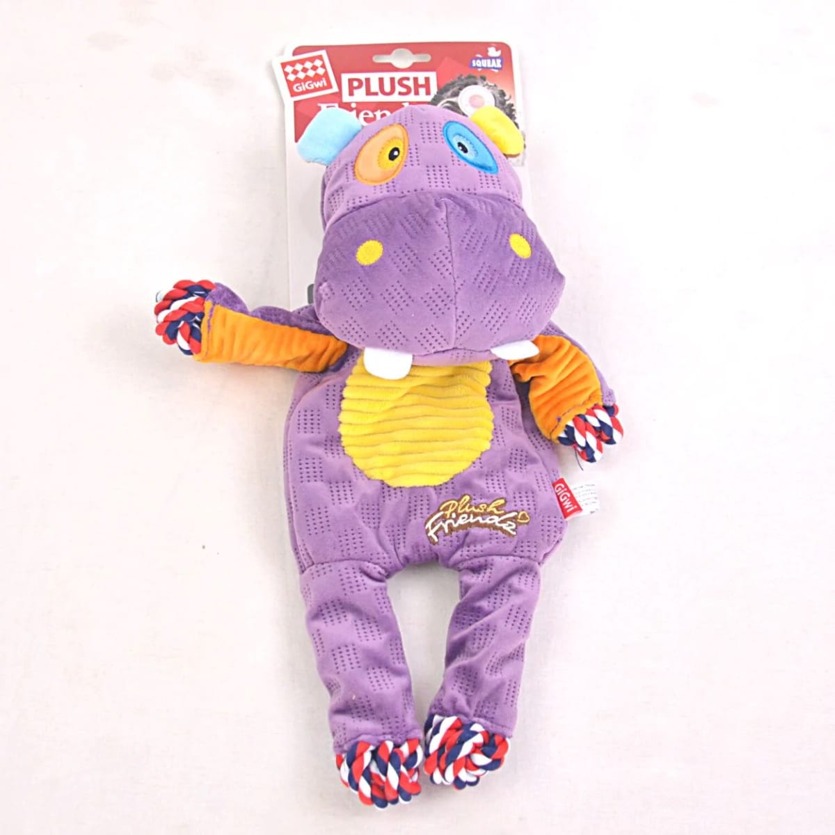 BIG PLUSH FRIENDZ HIPOPÓTAMO GIGWI - Juguete jalador con soga interior + chirriador2