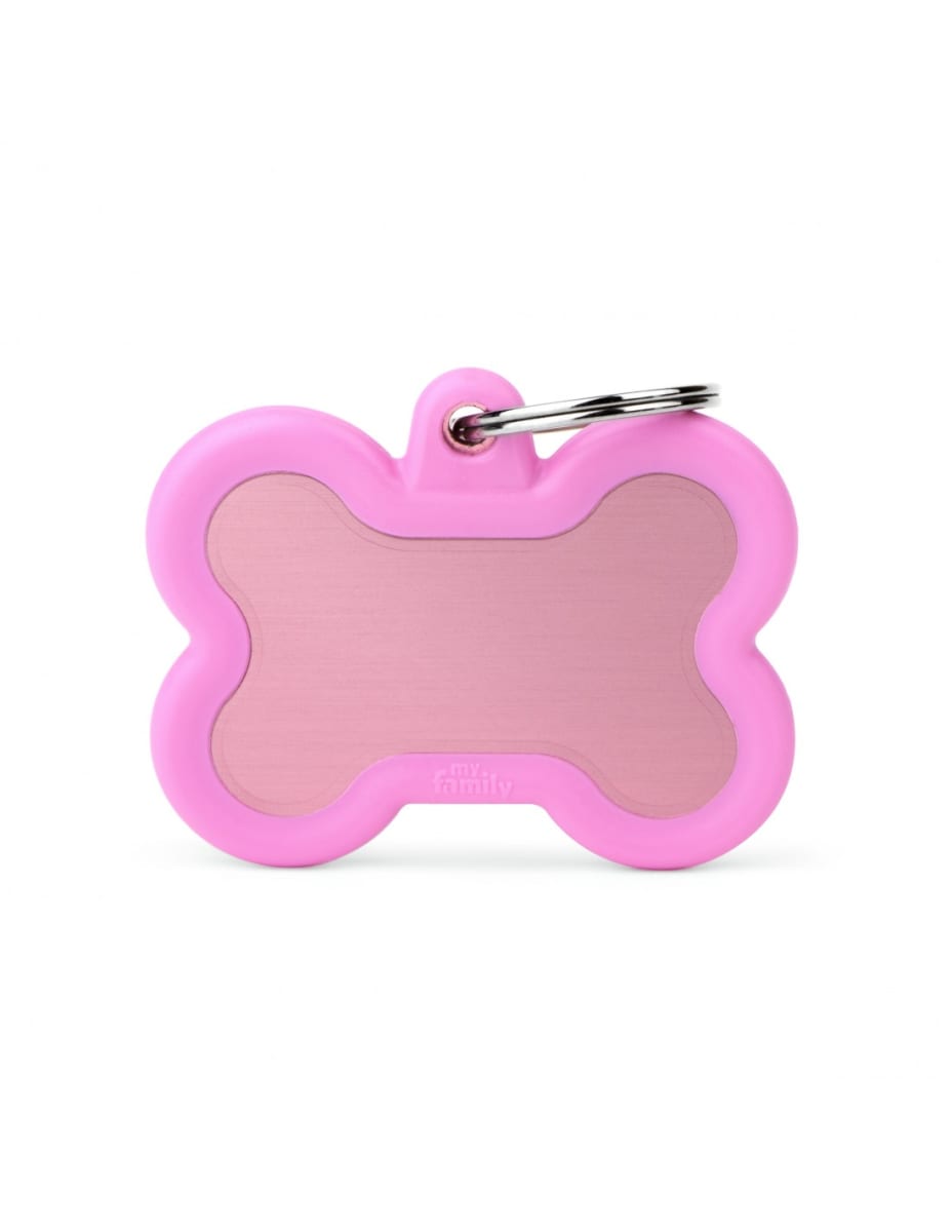 MY FAMILY PLACA HUESITO ALUMINIO ROSADO MATE CON PROTECTOR DE GOMA1