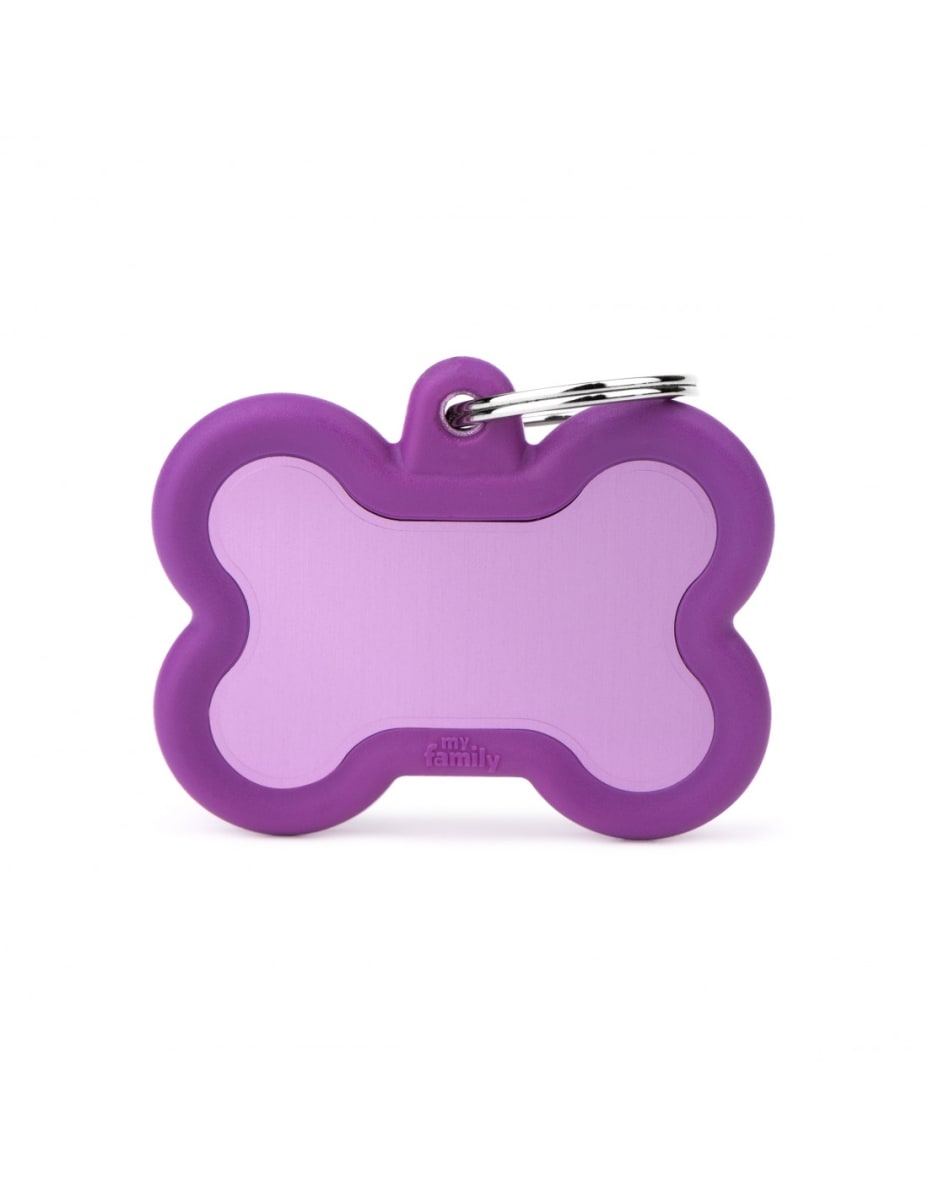 MY FAMILY PLACA HUESITO ALUMINIO VIOLETA MATE CON PROTECTOR DE GOMA2