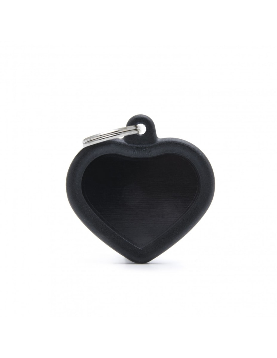 MY FAMILY PLACA CORAZON ALUMINIO NEGRO MATE CON PROTECTOR DE GOMA1
