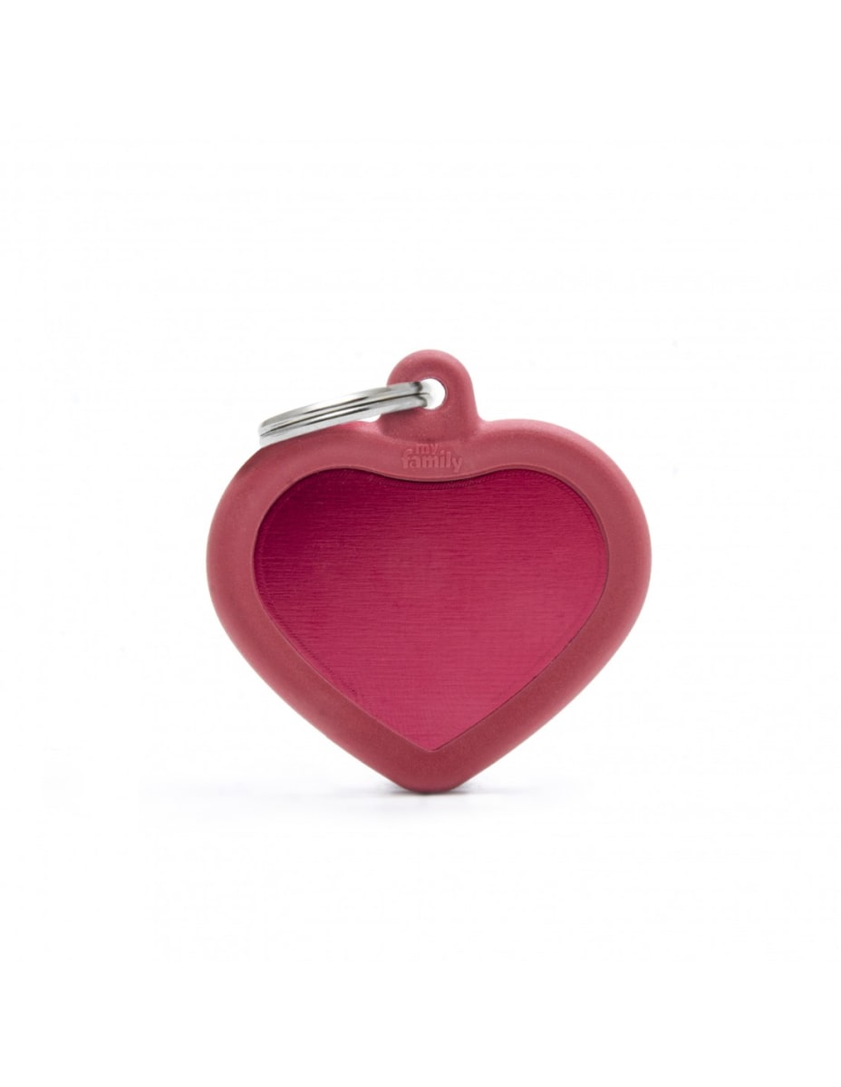 MY FAMILY PLACA CORAZON ALUMINIO ROJO MATE CON PROTECTOR DE GOMA1