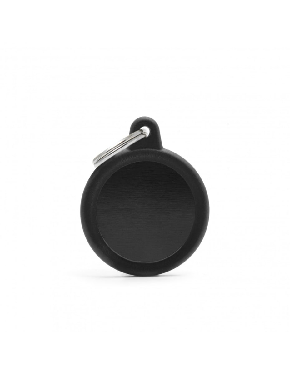 MY FAMILY PLACA CIRCULO ALUMINIO NEGRO MATE CON PROTECTOR DE GOMA2