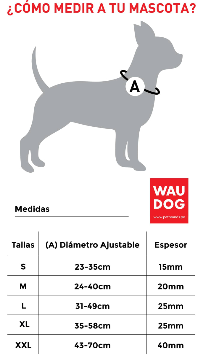 WAUDOG COLLAR WATERPROOF ROJO - HEBILLA FASTEX METAL - PLACA QR8
